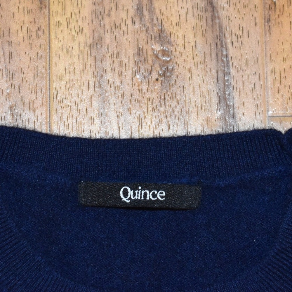 Quince Sweater Womens Large Navy Blue 100% Cashmere Crewneck Long Sleeve - Picture 3 of 4